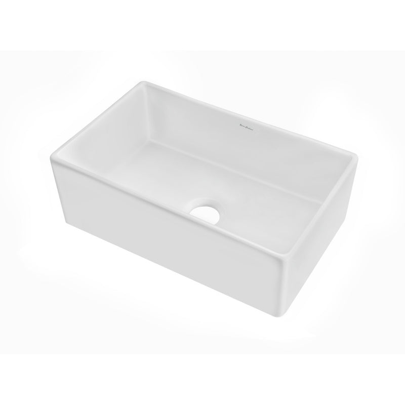 Lyon 30 x 18 Fireclay, Single Basin, Farmhouse Kitchen Sink in White