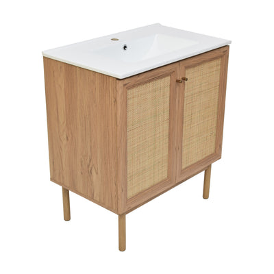 Classe 30" Freestanding Bathroom Vanity in Golden Oak with Sink Top