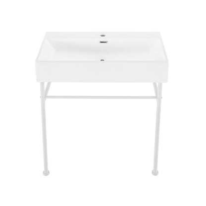 Claire 30" White Basin Matte White Legs