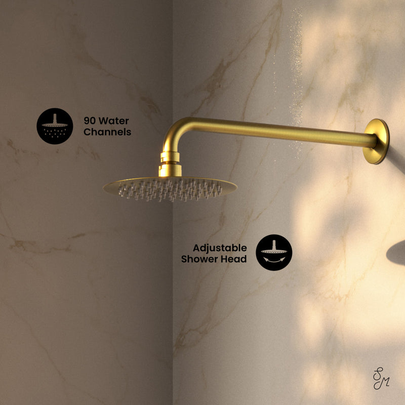 Ivy 1.8 GPM Wall Mount Fixed Shower Head with Hand Sprayer and Tub Filler in Brushed Gold, Valve Included