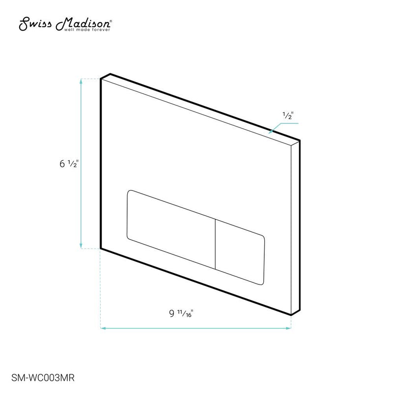 Wall Mount Dual Flush Actuator Plate with Rectangle Push Buttons in Matte Red