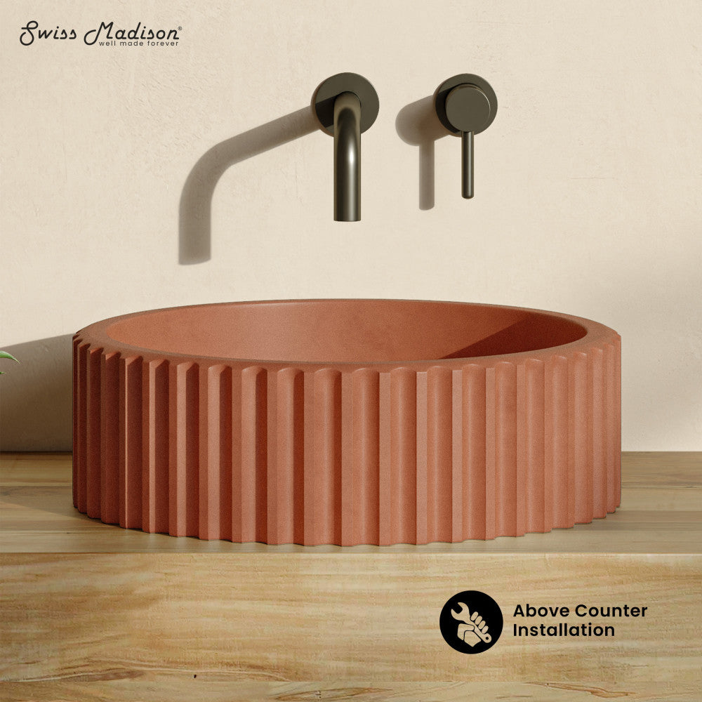 Lafayette 16" Round Concrete Vessel Sink in Terracotta