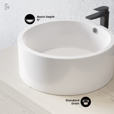 Monaco 16.5” Round Vessel Sink in Matte White