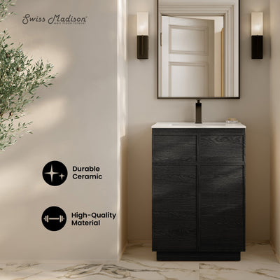 St. Tropez 24" Freestanding Bathroom Vanity in Black Oak with Sink Top