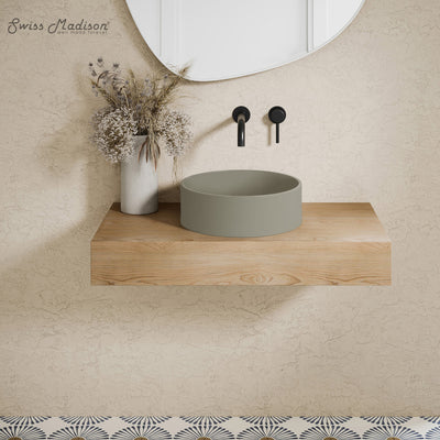 Lisse 14.5" Concrete Round Vessel Sink in Matte Taupe