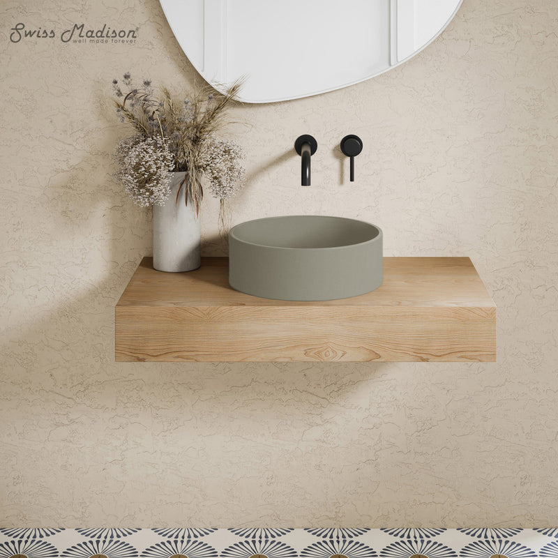 Lisse 14.5" Concrete Round Vessel Sink in Matte Taupe
