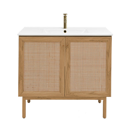 Classe 36" Freestanding Bathroom Vanity in Golden Oak with Sink Top