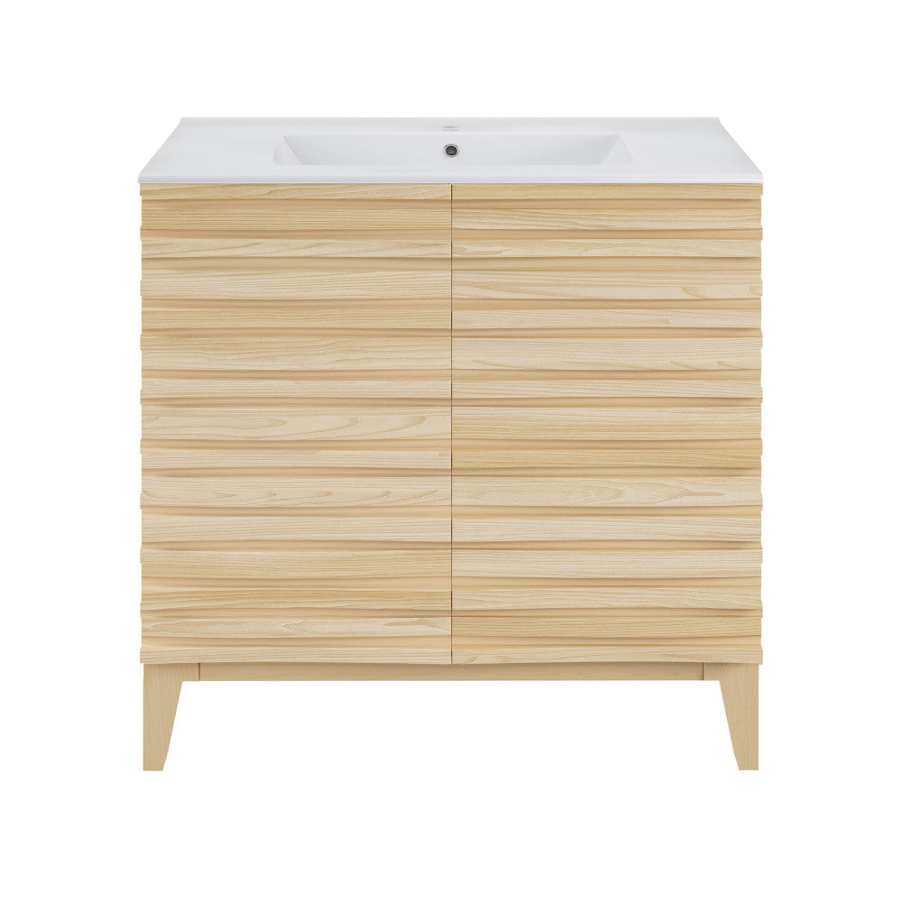 Cascade 30" Freestanding Bathroom Vanity in Natural Oak with Sink Top