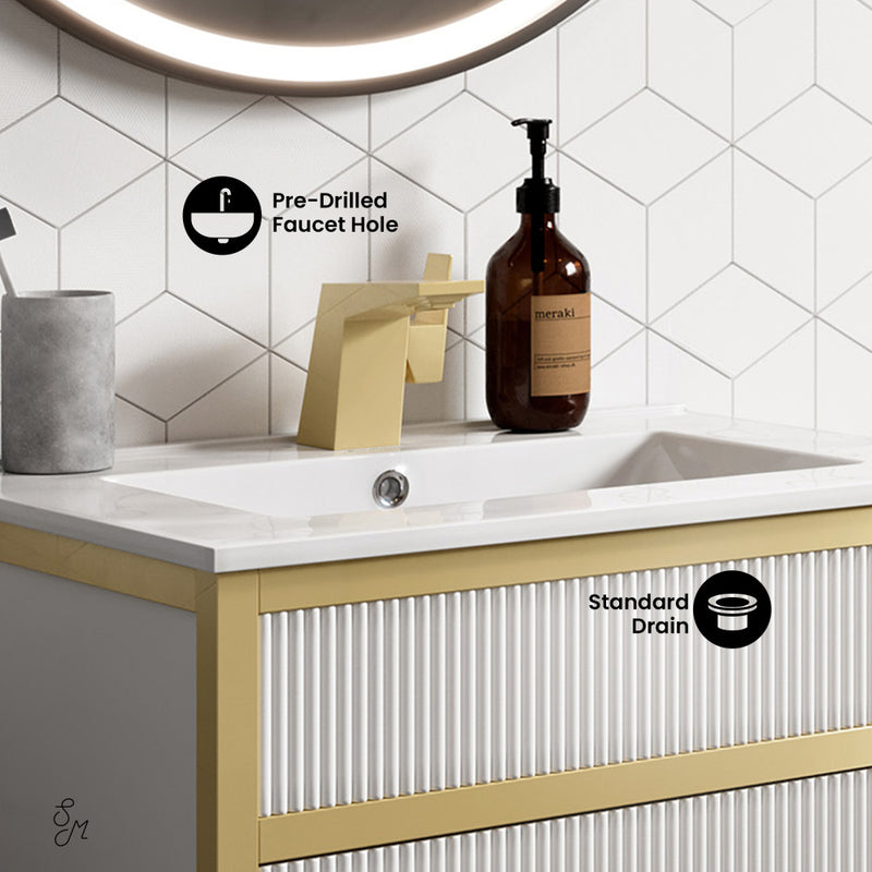 Cache 24" Freestanding Bathroom Vanity in White with Sink Top