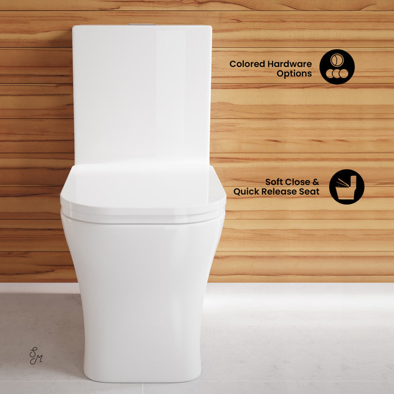 Concorde One-Piece 12" Rough-in 1.1/1.6 GPF Dual Top Flush Square Toilet in Glossy White