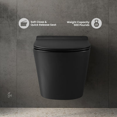 Calice Wall-Hung Round Toilet Bowl in Matte Black