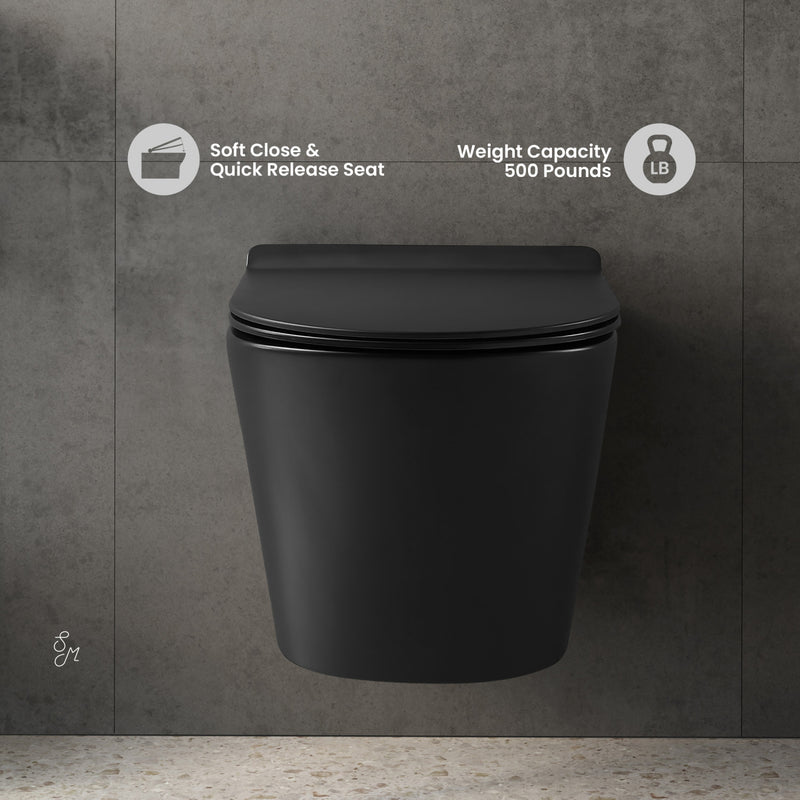 Calice Wall-Hung Round Toilet Bowl in Matte Black