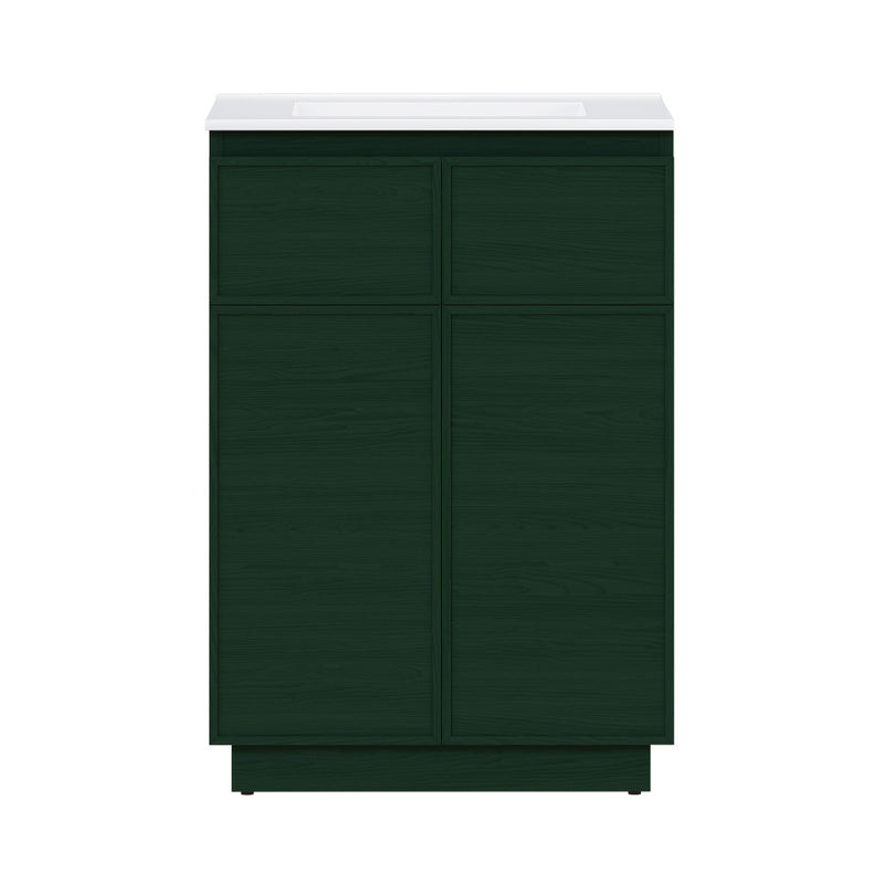 St. Tropez 24" Freestanding Bathroom Vanity in Green Oak with Sink Top