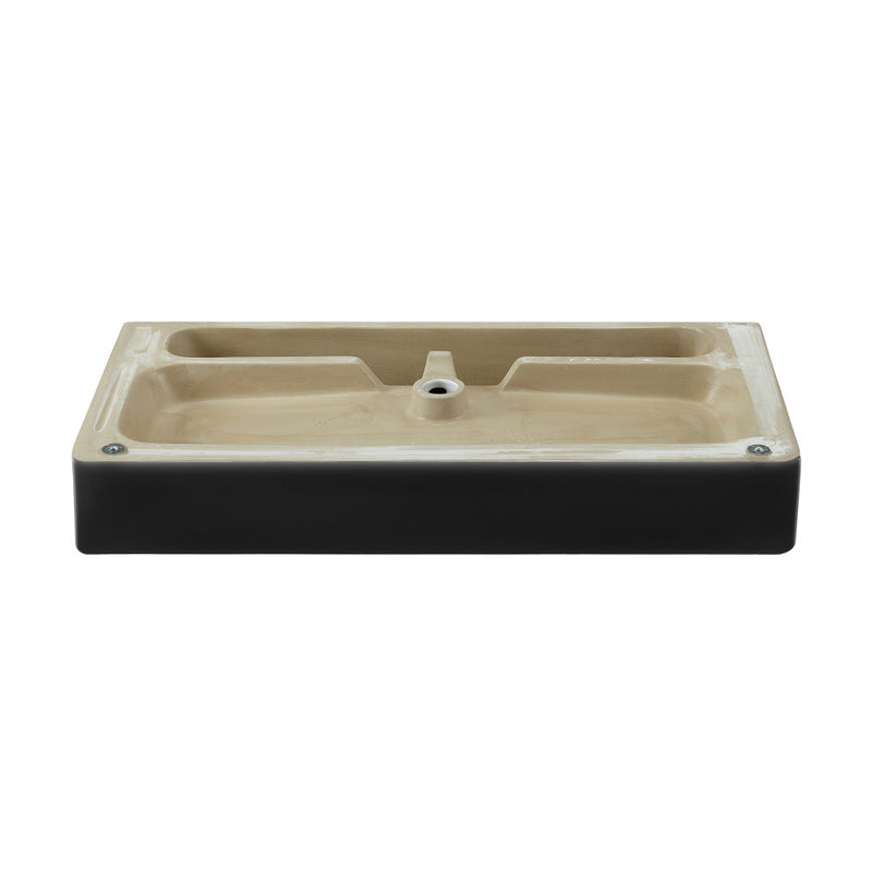 Carre 36 Ceramic Console Sink Matte Black Basin Matte White Legs