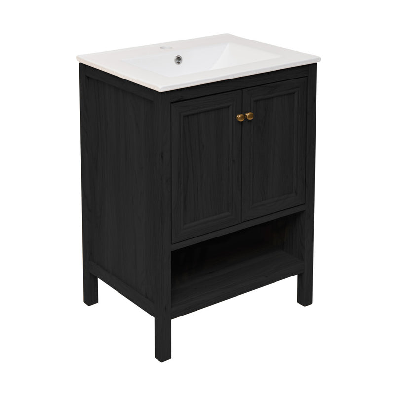 Château 24" Freestanding Bathroom Vanity in Black Oak with Sink Top