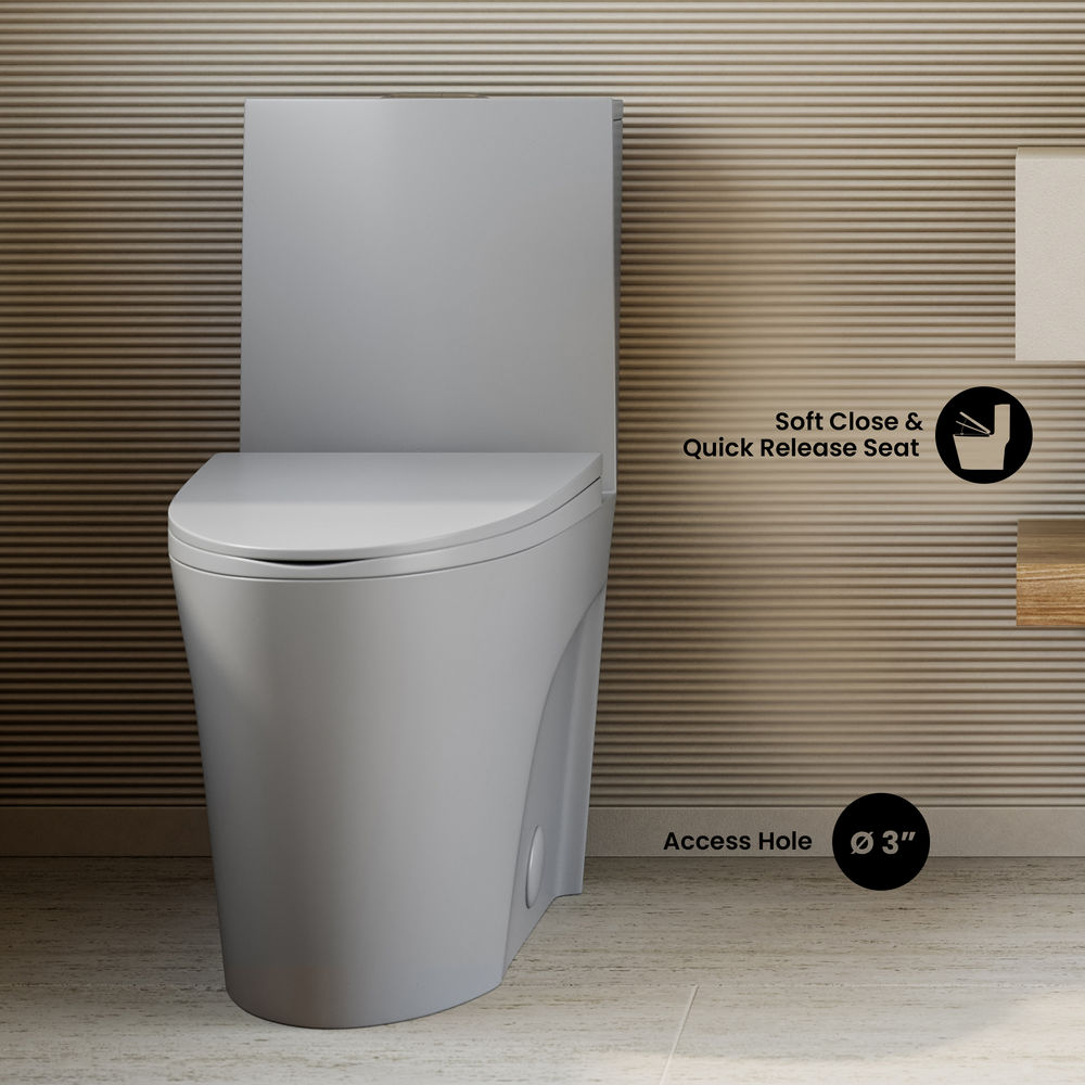 St. Tropez One-Piece Elongated Toilet Vortex™ Dual-Flush 1.1/1.6 gpf in Matte Gray
