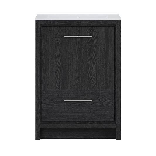 Virage 24" Freestanding Bathroom Vanity in Black Oak with 3-Hole Centerset Sink Top