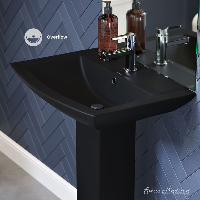 Sublime Square Two-Piece Pedestal Sink in Matte Black