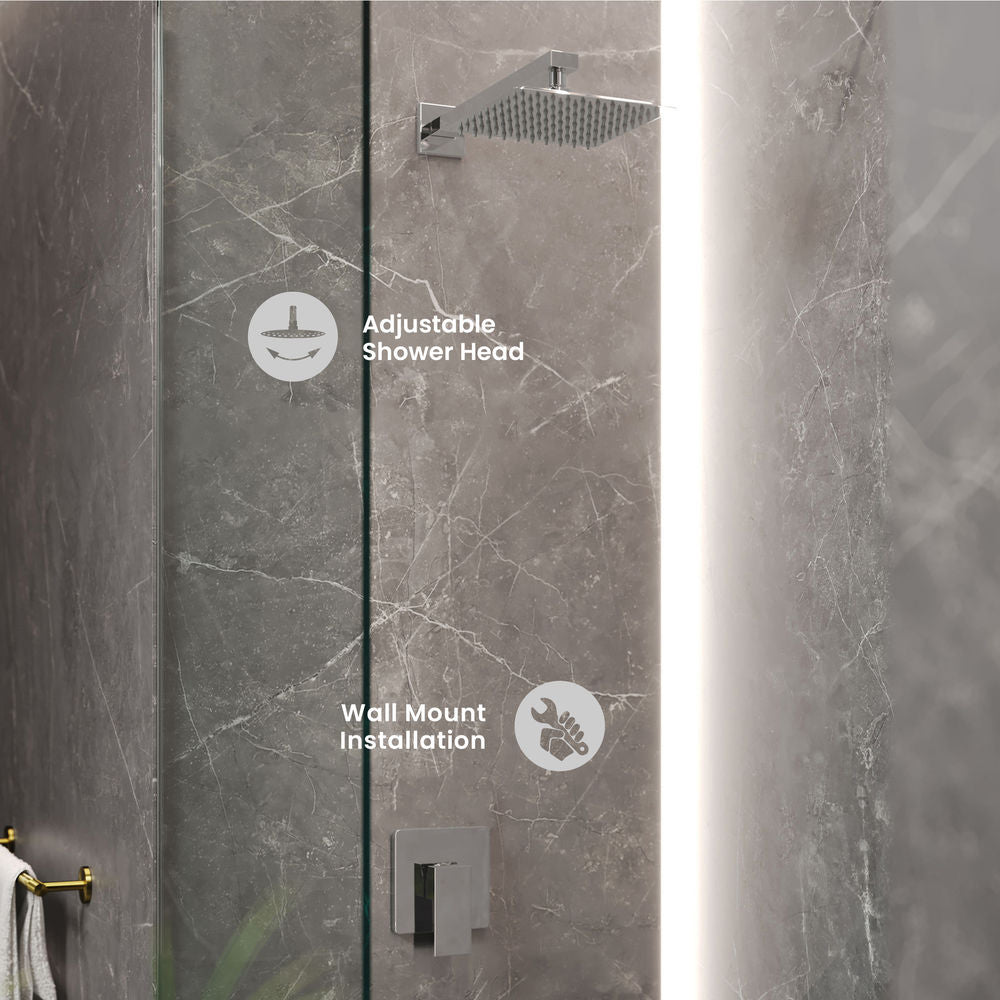Concorde Single-Handle 1 Spray 8" Wall Mounted Fixed Shower Head in Chrome (Valve Included)