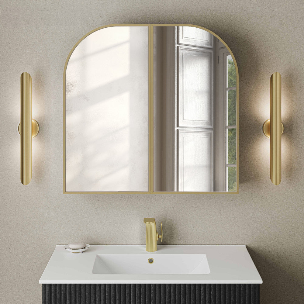 Porte 32 x 31 Arched Recessed/Wall Mount Medicine Cabinet with Mirror in Gold