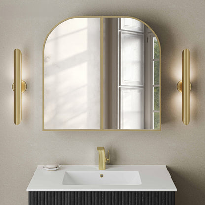 Porte 32 x 31 Arched Recessed/Wall Mount Medicine Cabinet with Mirror in Gold