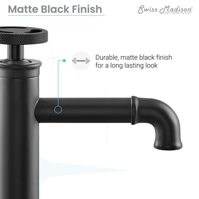 Avallon Single Hole, Single-Handle Wheel, High Arc Bathroom Faucet in Matte Black
