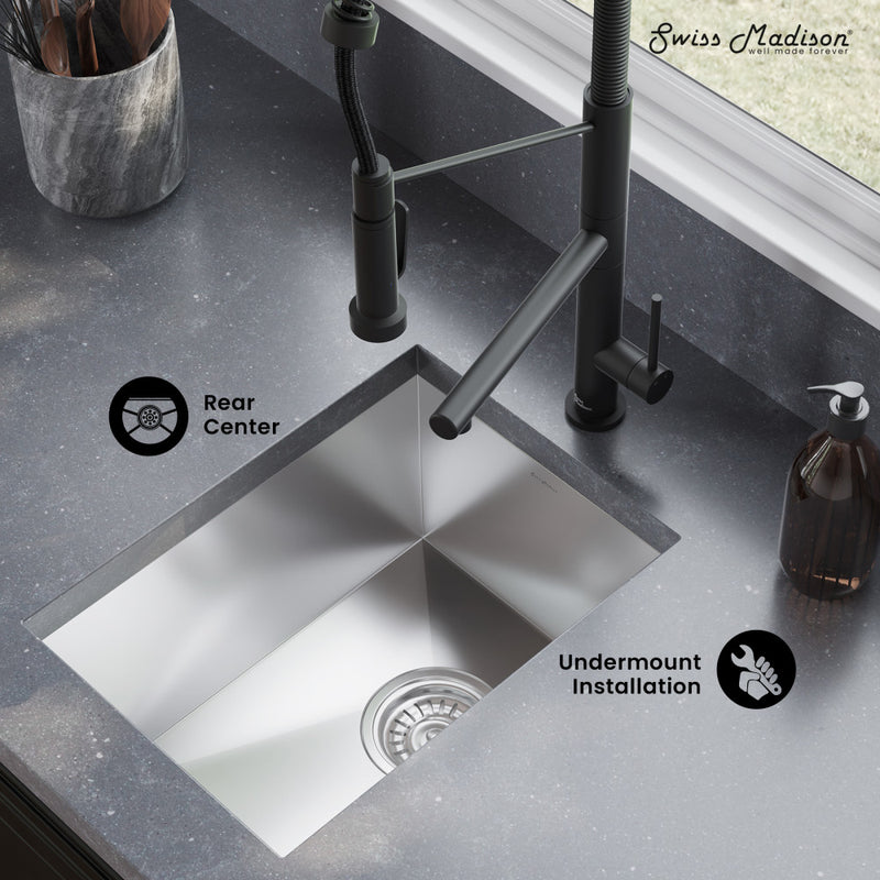 Tourner 14 x 18 Stainless Steel, Single Basin, Undermount Kitchen Sink