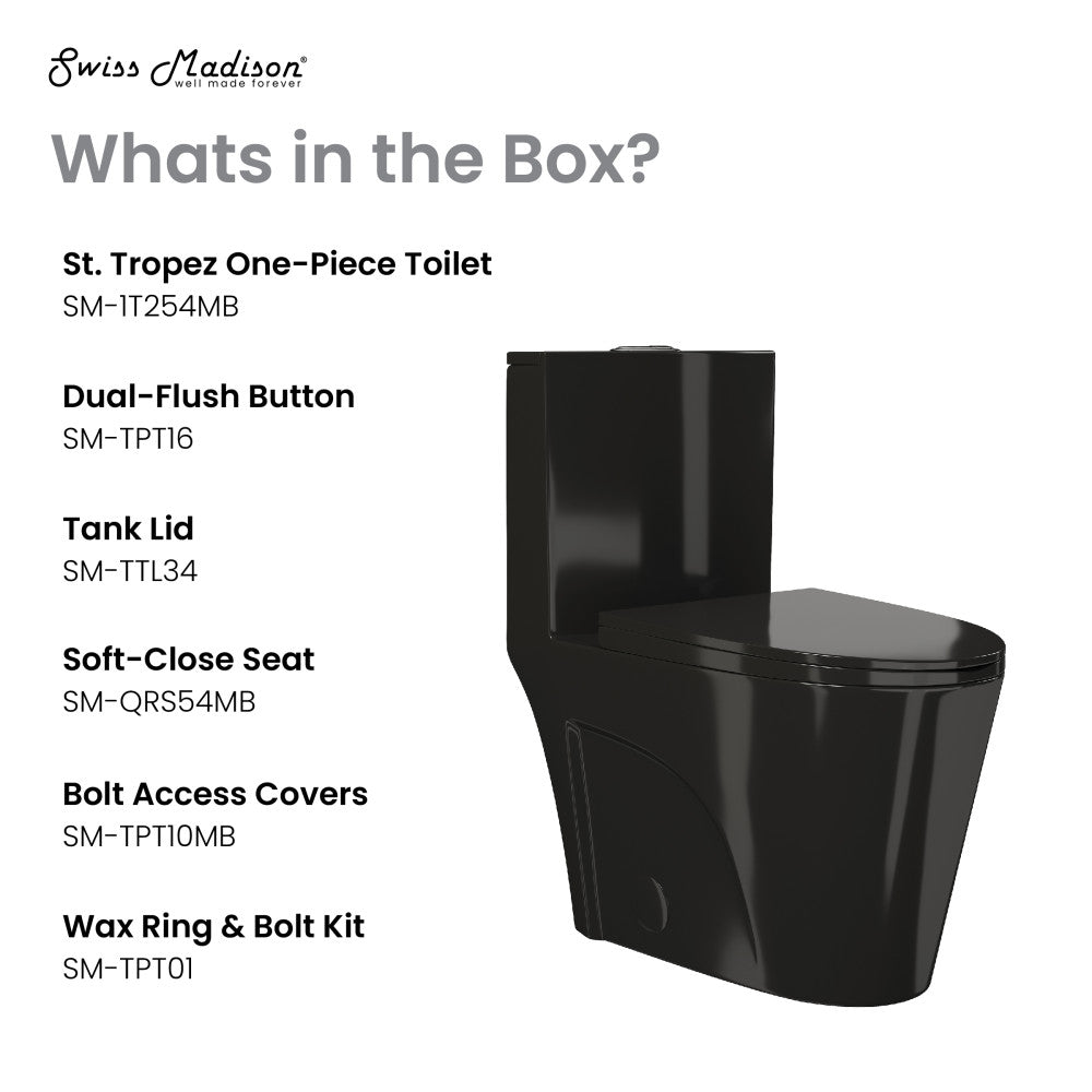 St. Tropez One Piece Elongated Toilet Vortex™ Flush in Glossy