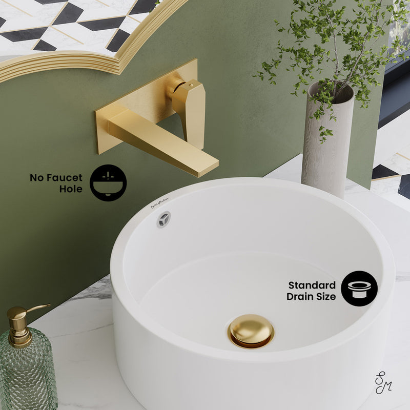 Monaco 36" Floating Bathroom Shelf with Vessel Sink in White Marble