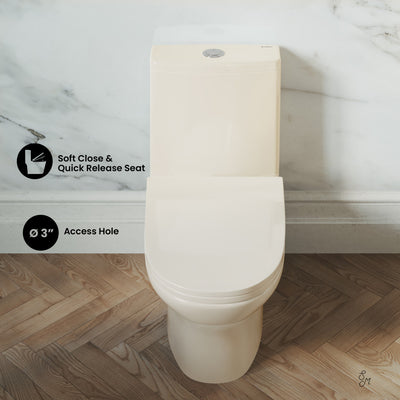 Ivy One Piece Toilet Dual Vortex Flush 1.1/1.6 gpf in Bisque