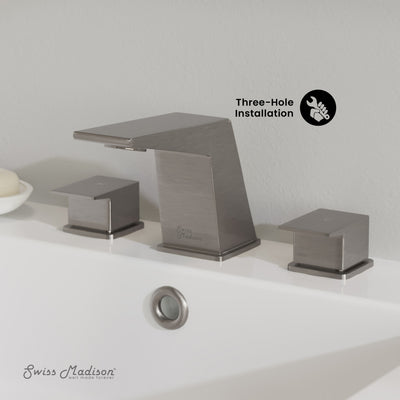 Carre 8 in. Widespread, 2-Handle, Bathroom Faucet in Brushed Nickel