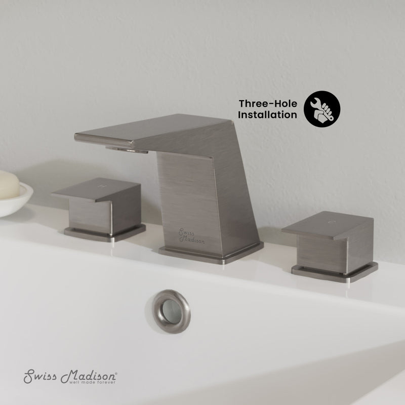 Carre 8 in. Widespread, 2-Handle, Bathroom Faucet in Brushed Nickel