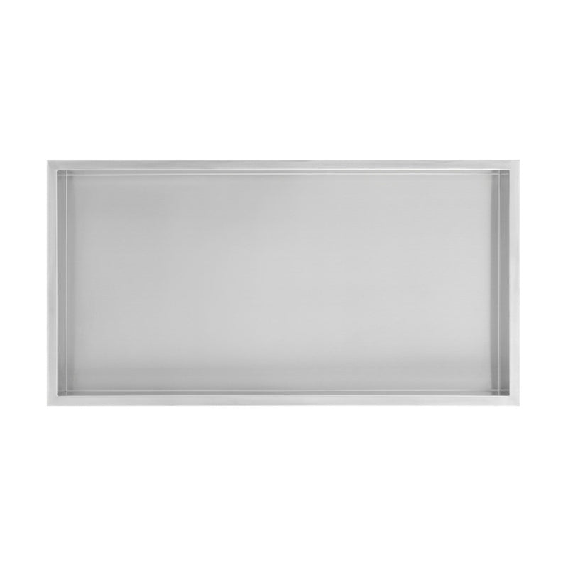 Voltaire 12" x 24" Stainless Steel Single Shelf Wall Niche in Matte Chrome