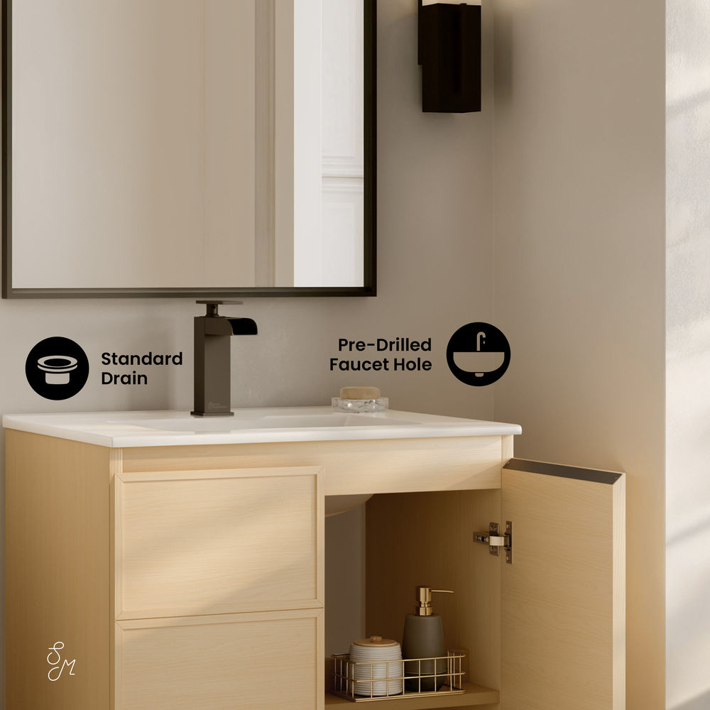 St. Tropez 24" Freestanding Bathroom Vanity in Natural Oak with Sink Top