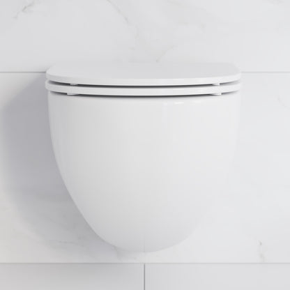 St. Tropez Wall-Hung Toilet Bundle 0.8/1.6 GPF Dual Flush in Glossy White with Flush Plate