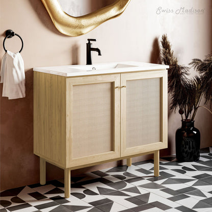 Classe 36" Freestanding Bathroom Vanity in Natural Oak with Sink Top