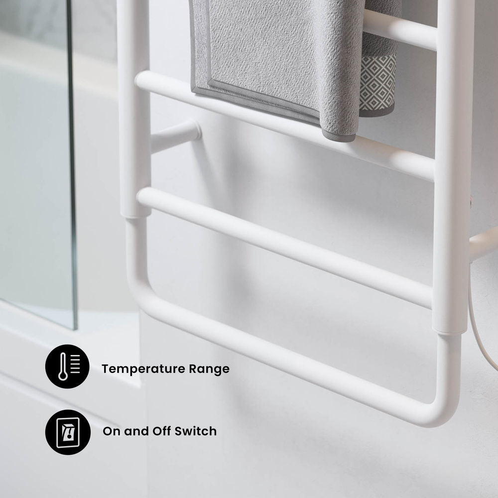 Ivy 8-Bar Electric Towel Warmer in Matte White