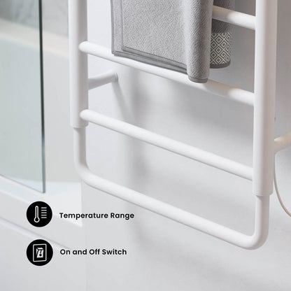 Ivy 8-Bar Electric Towel Warmer in Matte White
