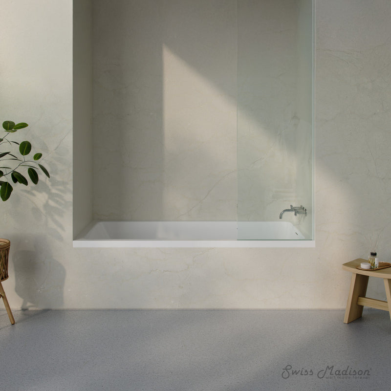 Voltaire 72 x 36 Right Drain Soaking Alcove Bathtub in Glossy White with Integrated Armrest