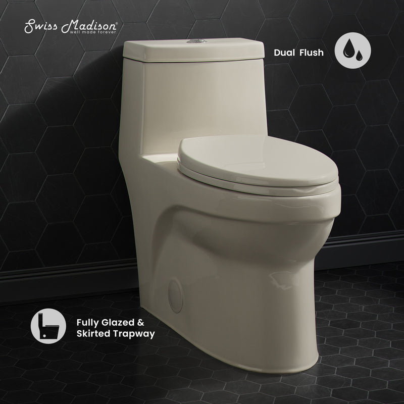 Virage One Piece Elongated Dual Flush Toilet 1.1/1.6 gpf in Bisque