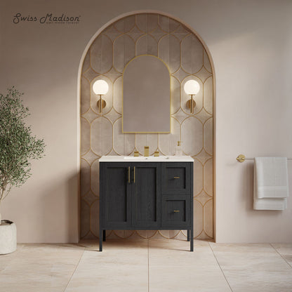 Forme 36" Modular Freestanding Bathroom Vanity with 3-Hole Widespread Top in Black Oak