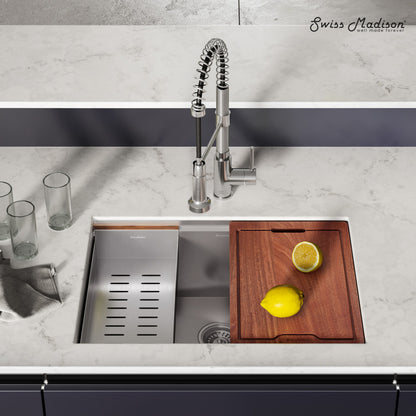 Rivage 27 x 19 Single Basin Undermount Kitchen Workstation Sink