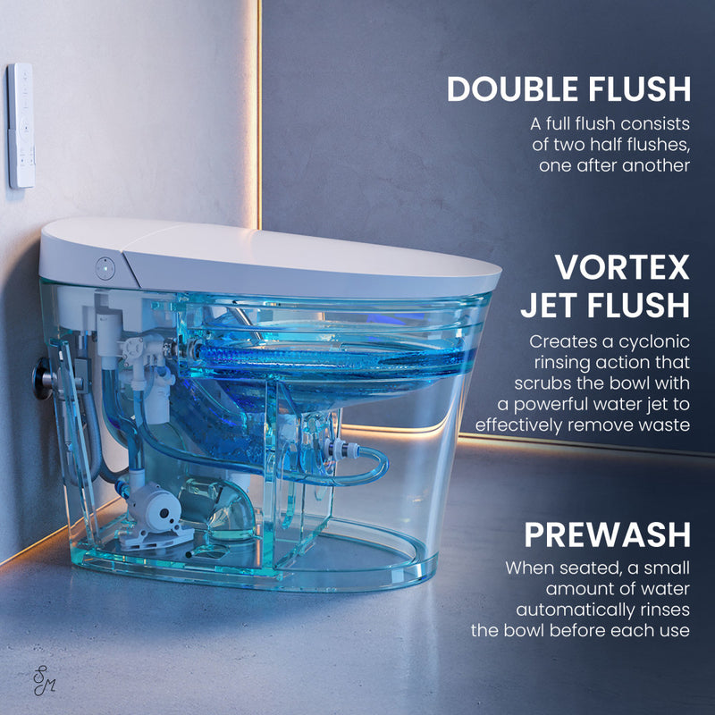 Viro V10 Smart Toilet 12” Rough-in ADA Height in Glossy White with Integrated Tank, Soft-close, Foot Sensor