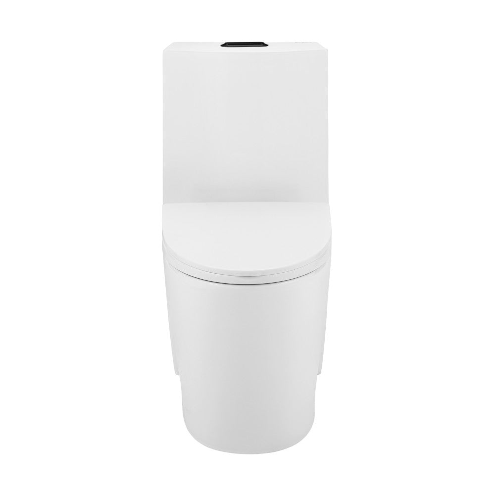 St. Tropez One-Piece 12" Rough-in 1.1/1.6 GPF Dual Top Vortex Flush Elongated Toilet in Glossy White with Black Hardware