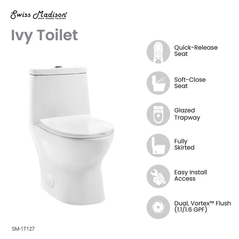 Ivy One-Piece Toilet, 10" Rough-in 1.1/1.6 gpf