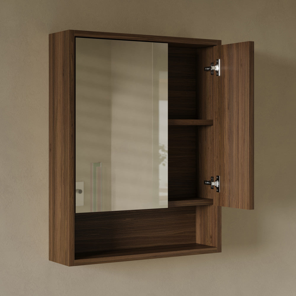 Delice 24 x 30 Rectangular Wall Mount Medicine Cabinet in Walnut with Open Shelf