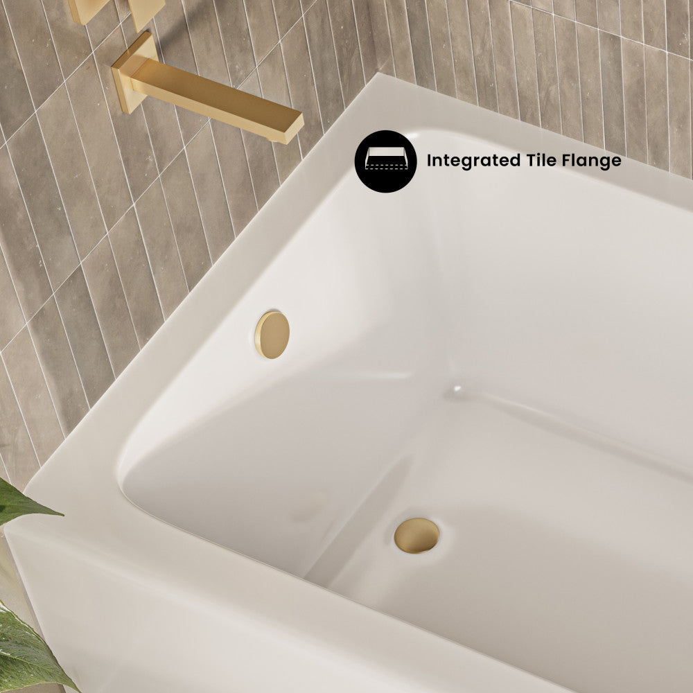 Voltaire 60 x 32 x 18 Skirted Left Drain Soaking Apron Bathtub in Glossy White