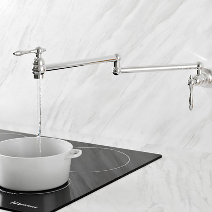 Plaisir Retractable Wall Mount Pot Filler Faucet in Polished Chrome