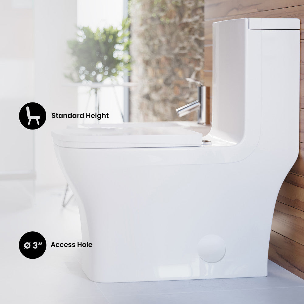 Concorde One-Piece 12" Rough-in 1.1/1.6 GPF Dual Top Flush Square Toilet in Glossy White