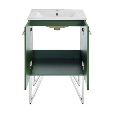 Annecy 24" Freestanding Bathroom Vanity in Atlas Green with Sink Top